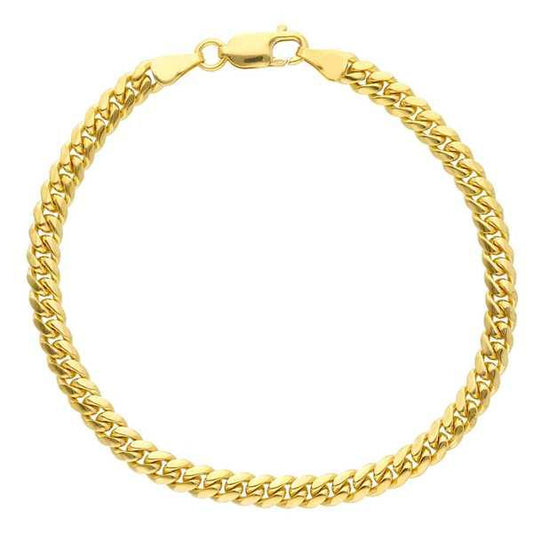 18ct yellow gold 21cm solid flat curb link bracelet