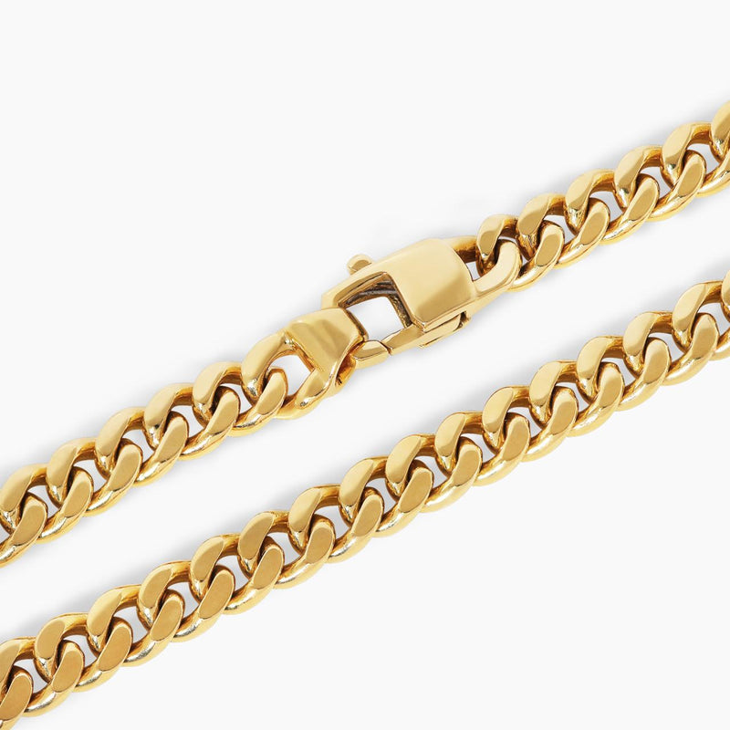 18ct yellow gold 21cm solid flat curb link bracelet