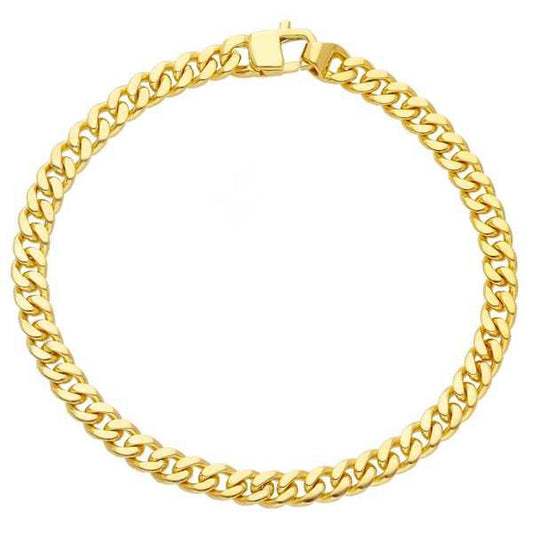 18ct yellow gold 21cm solid flat curb link bracelet