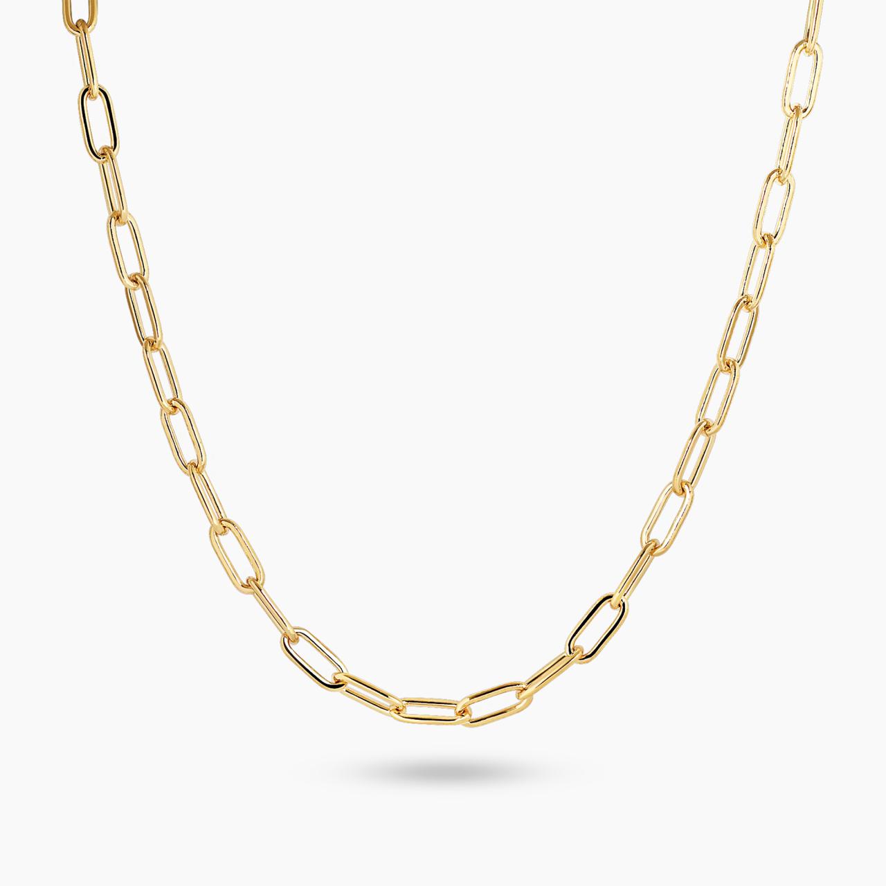 18ct yellow gold 45cm paperclip link chain with lobster clasp