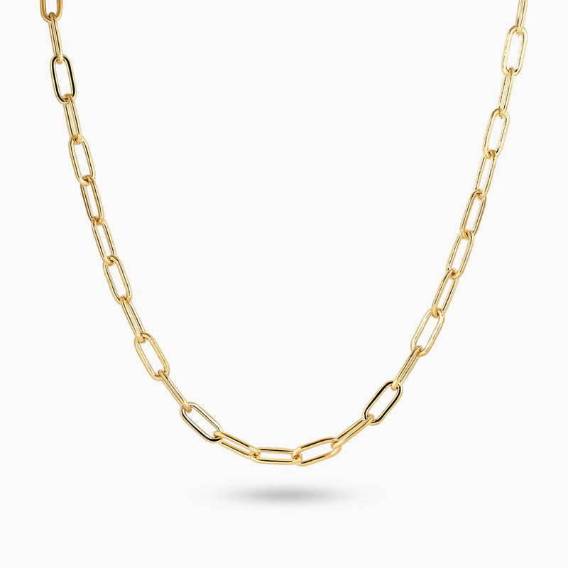 18ct yellow gold 45cm paperclip link chain with lobster clasp
