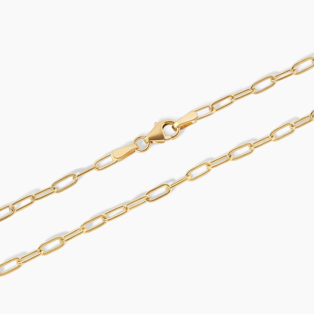 18ct yellow gold 45cm paperclip link chain with lobster clasp