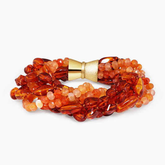 Amber and Chalcedony beaded bracelet from the Carmela Cerrone Collection
