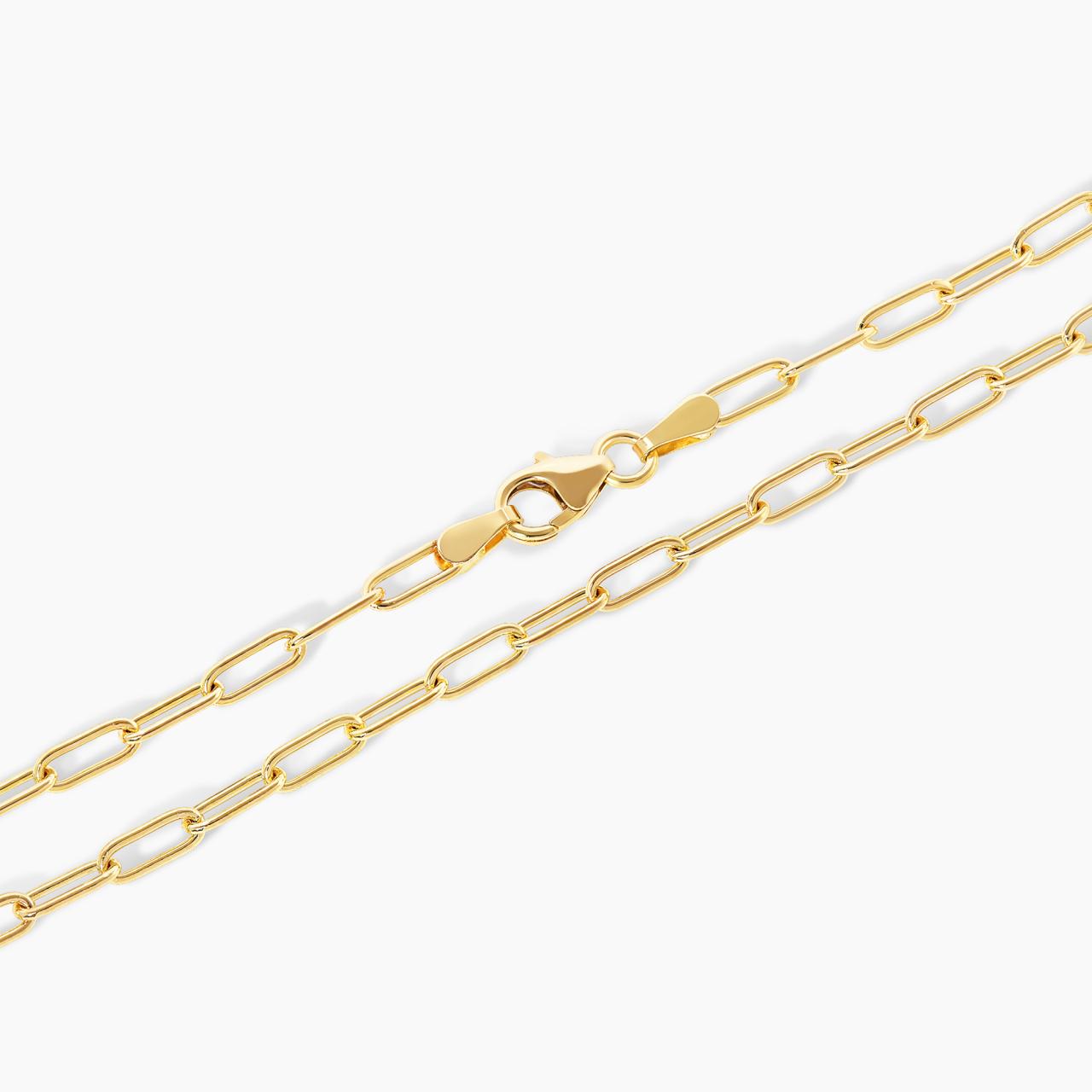 18ct yellow gold 45cm paperclip link chain with lobster clasp. Links 7mms