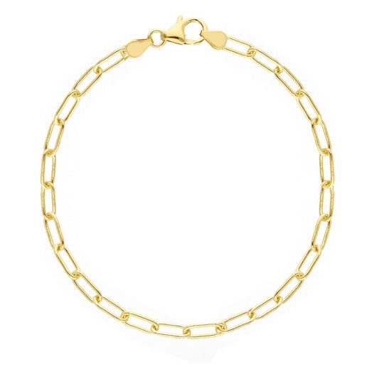 18ct yellow gold 19cm paperclip link bracelet