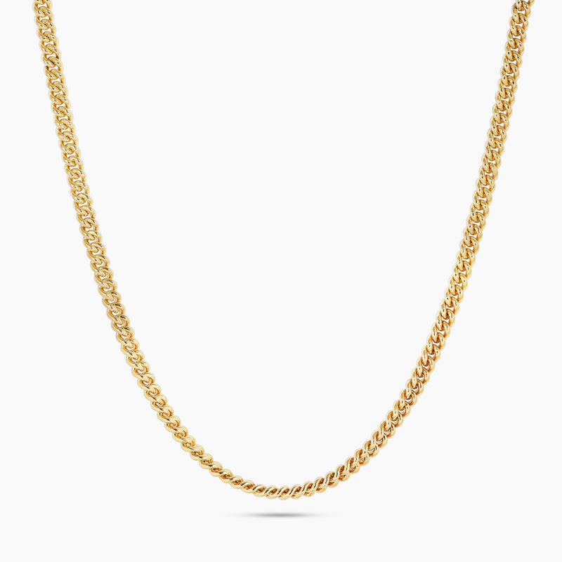 18ct yellow gold 50cm round curb link chain with lobster clasp