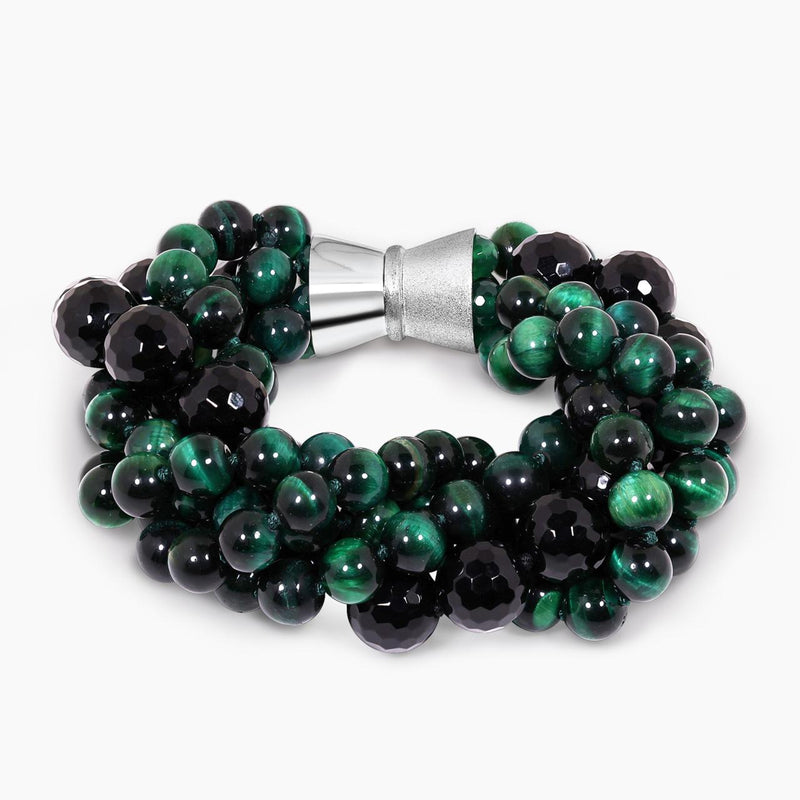 Green tiger eye and onyx beaded bracelet from the Carmela Cerrone Collection