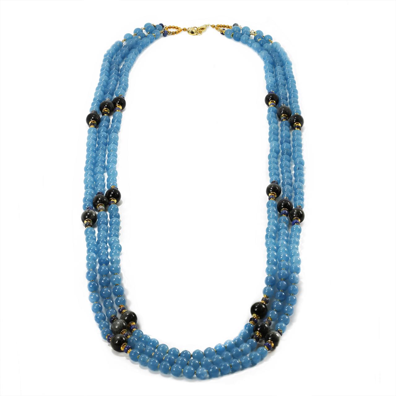 Jade and iolite beaded necklace