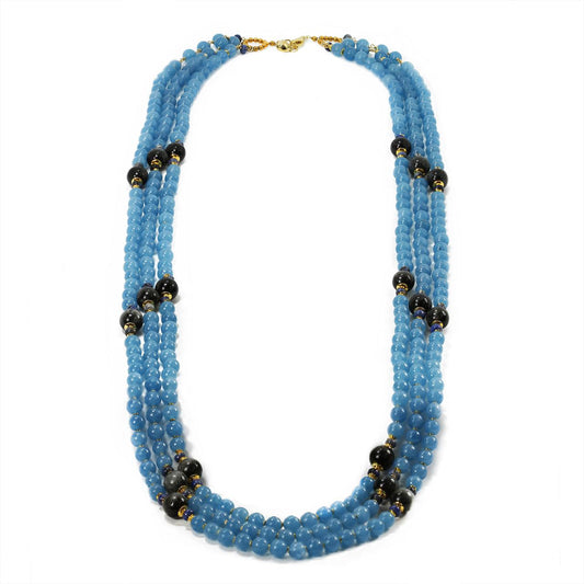 Jade and iolite beaded necklace