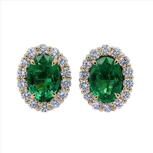 18ct white gold 1.25ct emerald and diamond stud earrings