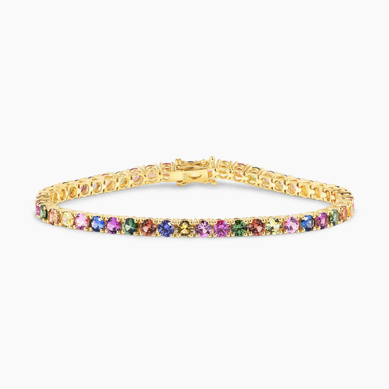 18ct yellow gold 8.62ct round multi colour sapphire bracelet