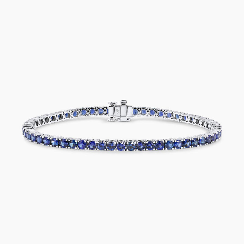 18ct white gold 5.49ct round blue sapphire bracelet