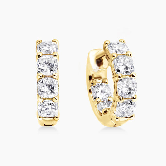 18ct yellow gold 12=3.51ct cushion cut diamond hoop earrings