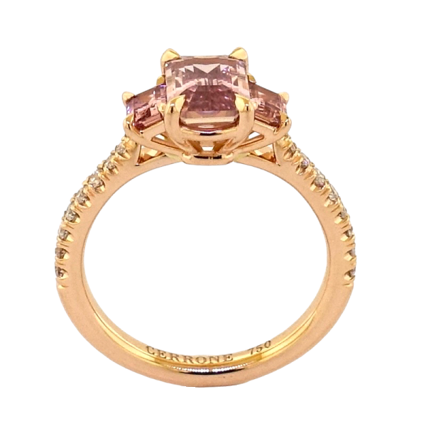 18ct rose gold Ceylonese Padparadscha sapphire and diamond ring