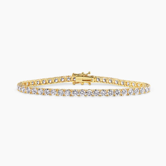 18ct yellow gold 48= 8.10ct round brilliant cut LAB Grown Diamond tennis bracelet in a four claw setting