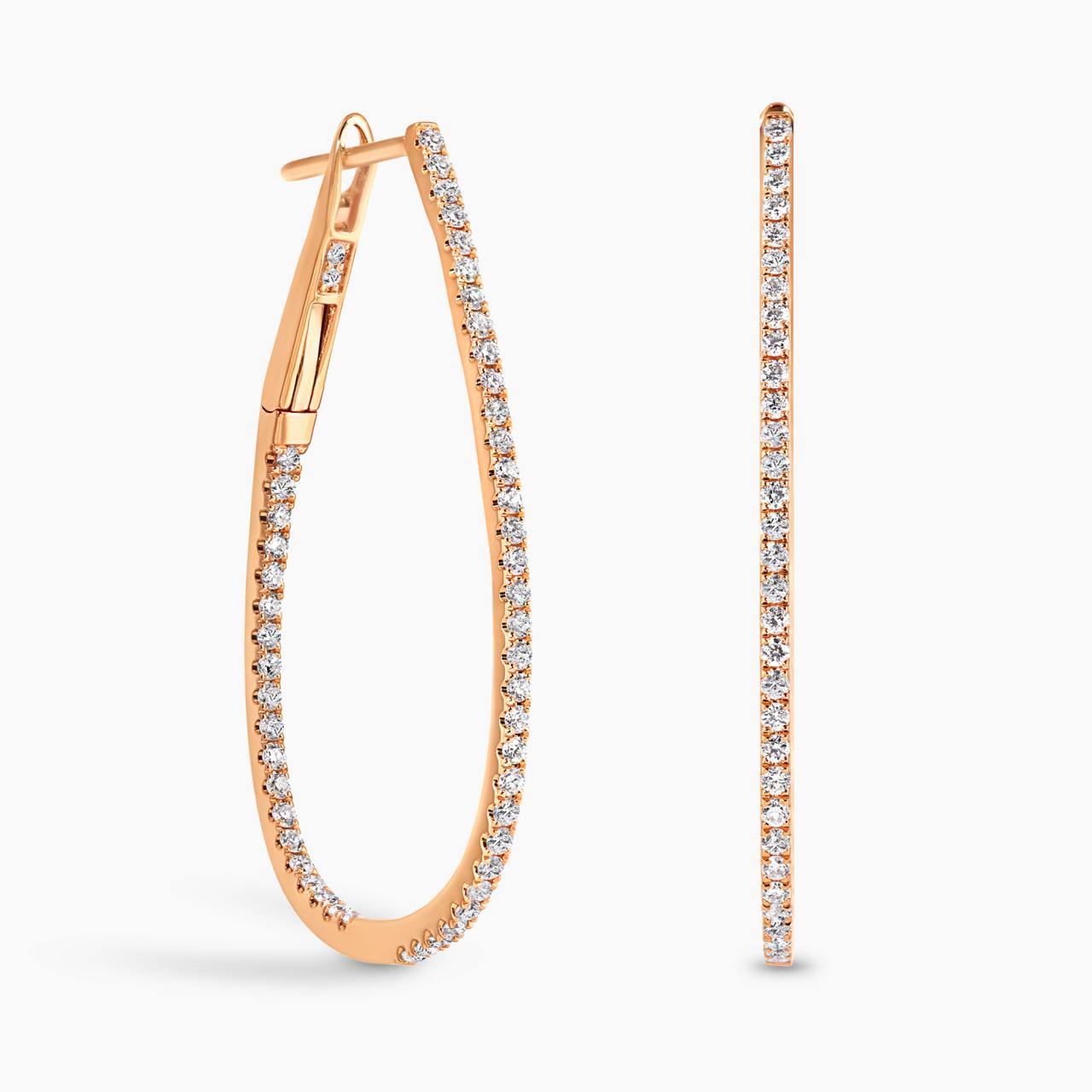 18ct rose gold diamond claw set hoop earrings