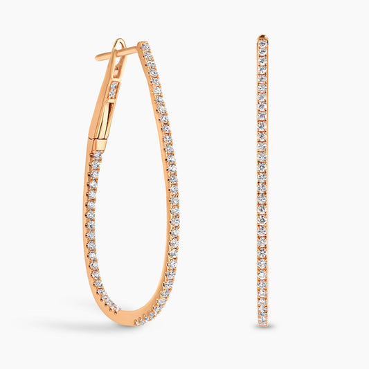 18ct rose gold diamond claw set hoop earrings