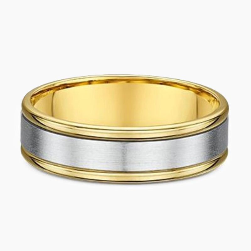 18ct white and yellow gold satin and polished finish mens ring