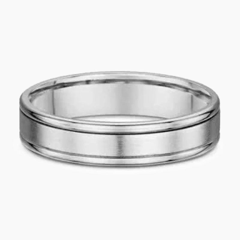 14ct white gold ring with satin finish center & polished rails