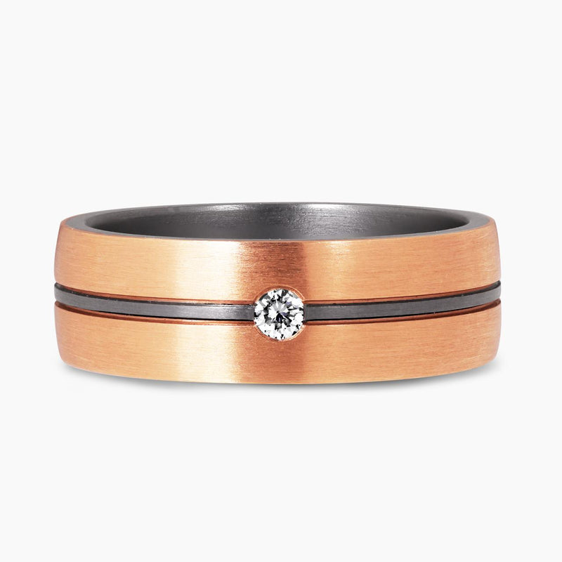 18ct rose gold, tantalum and diamond ring