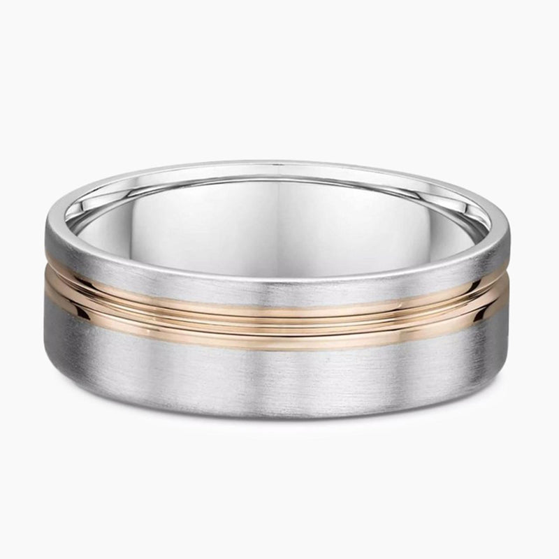 18ct white and rose gold satin finish mens ring