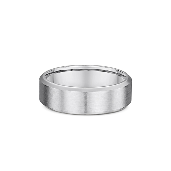 18ct white gold satin and polished finish mens ring