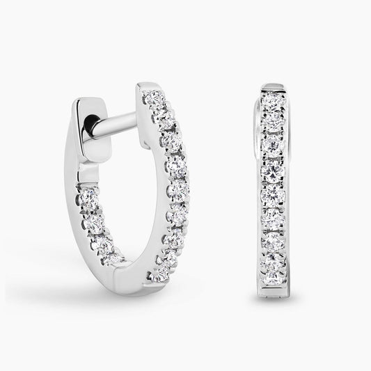 18ct white gold 0.09ct diamond claw set small hoop earrings