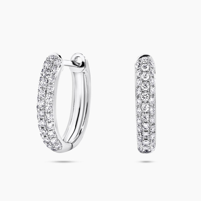 18ct white gold 68=0.43ct pave set diamond hoop earrings