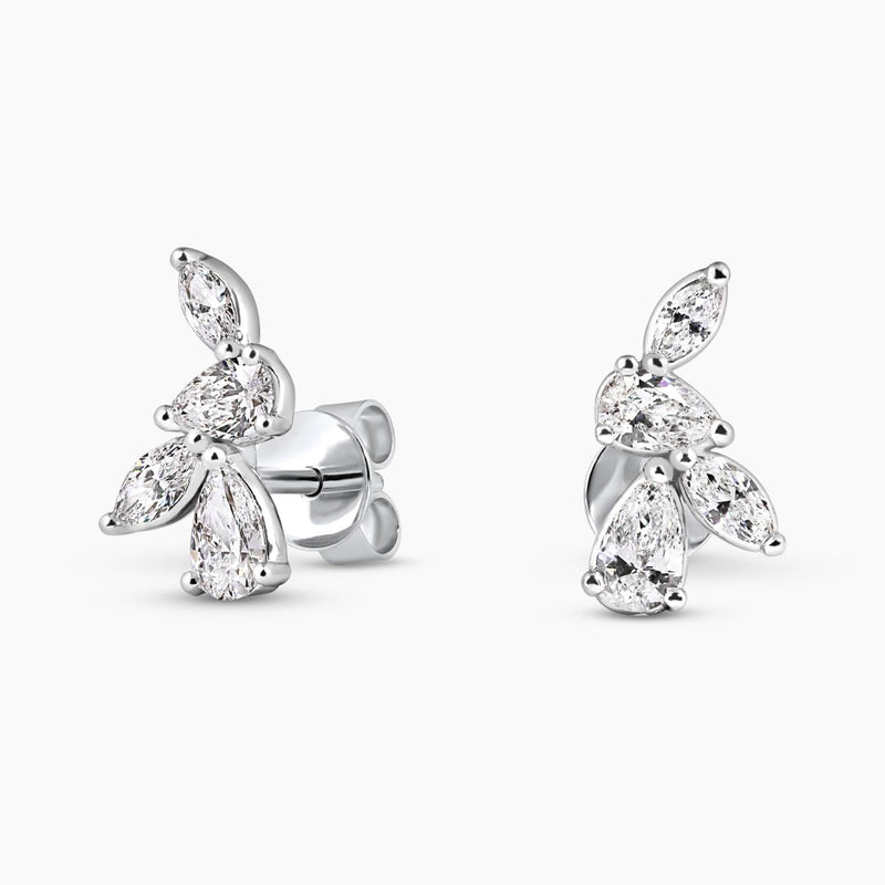 18ct white gold marquise and pear shaped LAB Grown Diamonds stud earrings
