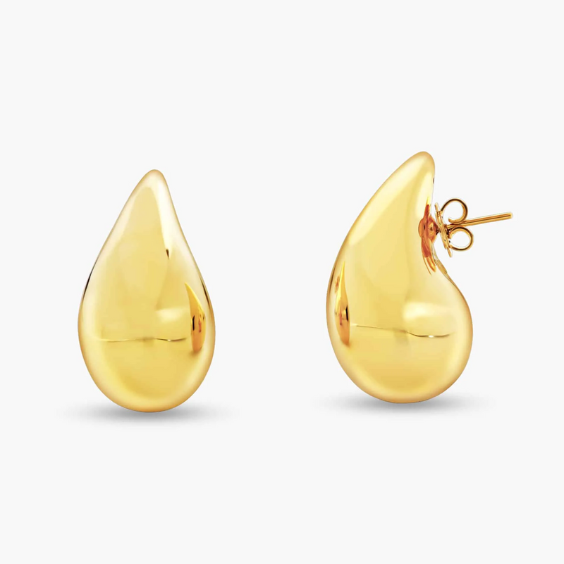 18ct yellow gold hollow tear drop stud earrings