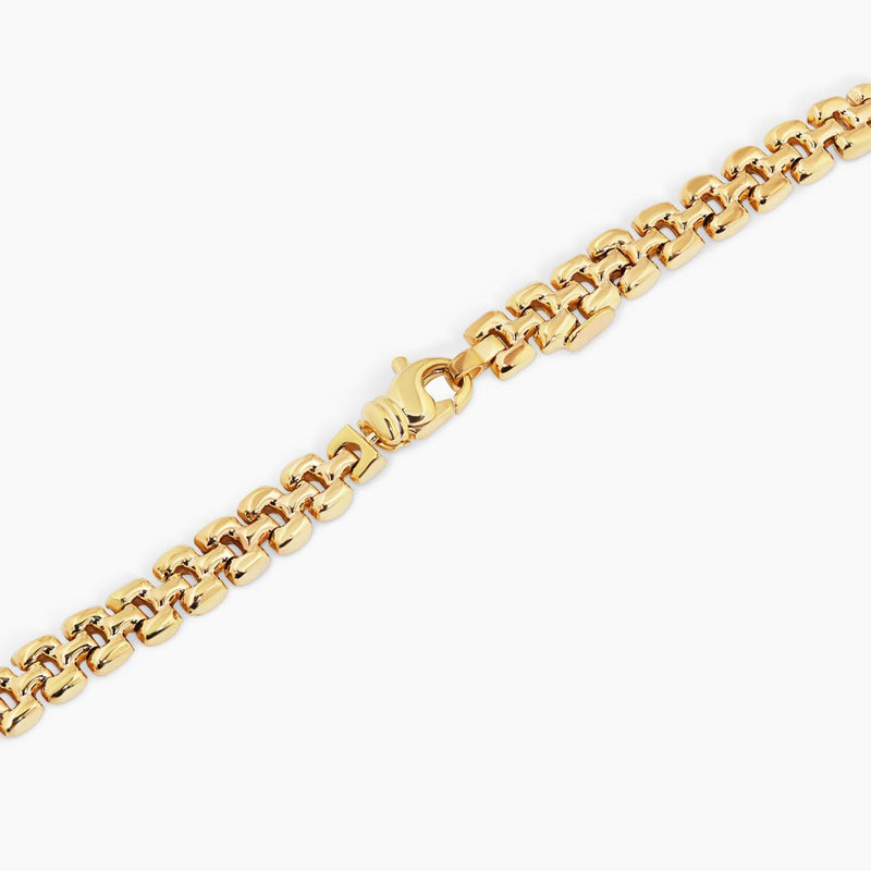 18ct yellow gold 18cm brick link bracelet with lobster clasp