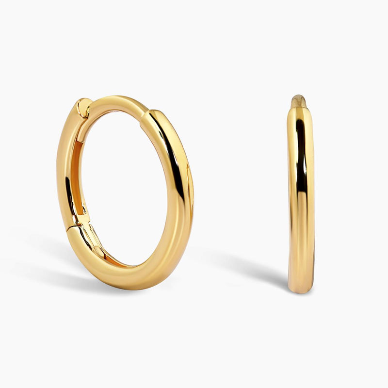 18ct yellow gold 8mm hinge sleeper hoop earrings
