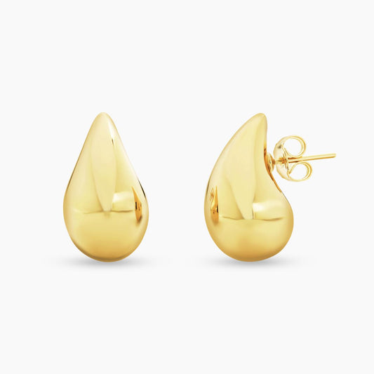 18ct yellow gold hollow tear drop stud earrings