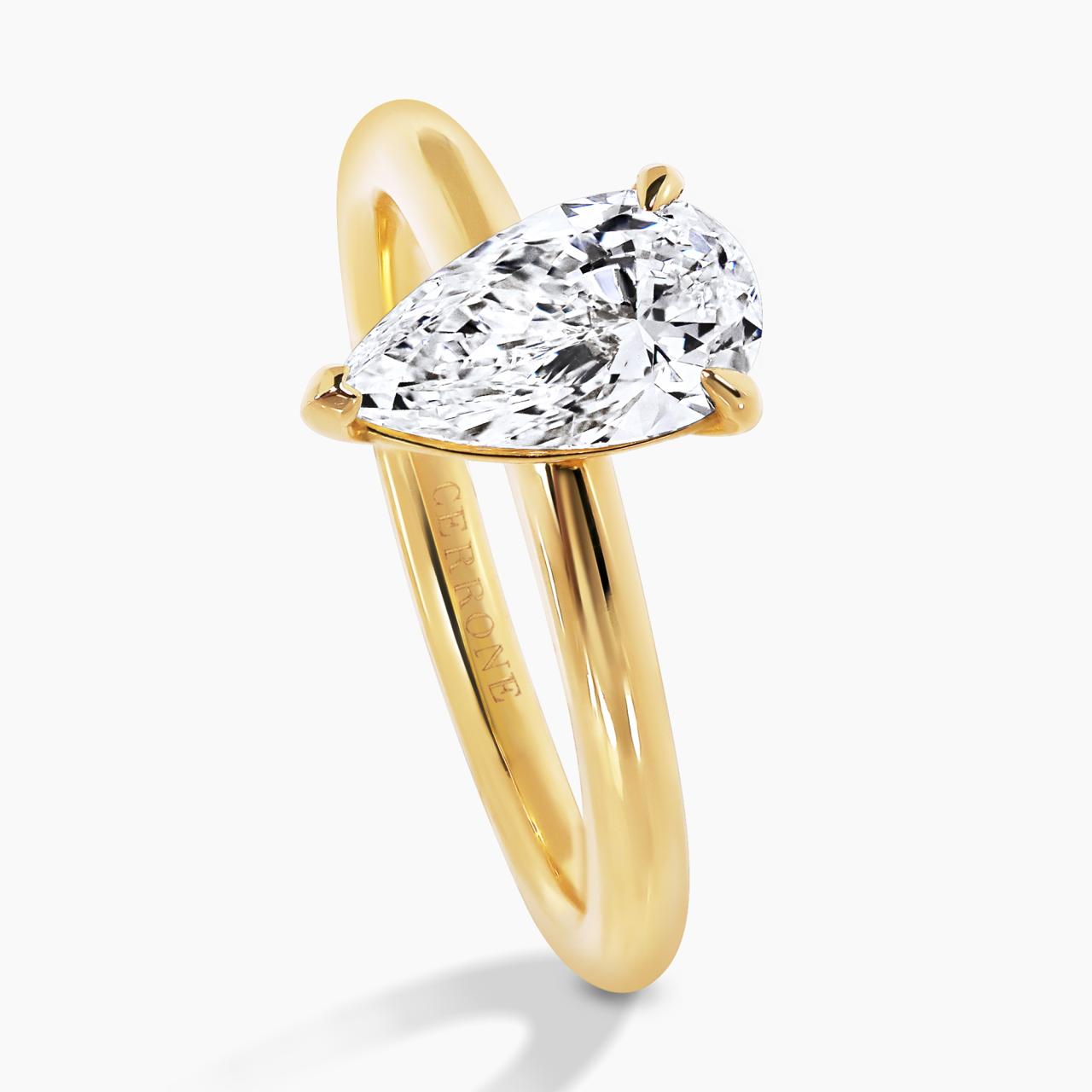 18ct yellow gold 1.09ct pear shaped diamond solitaire ring in a three claw setting
