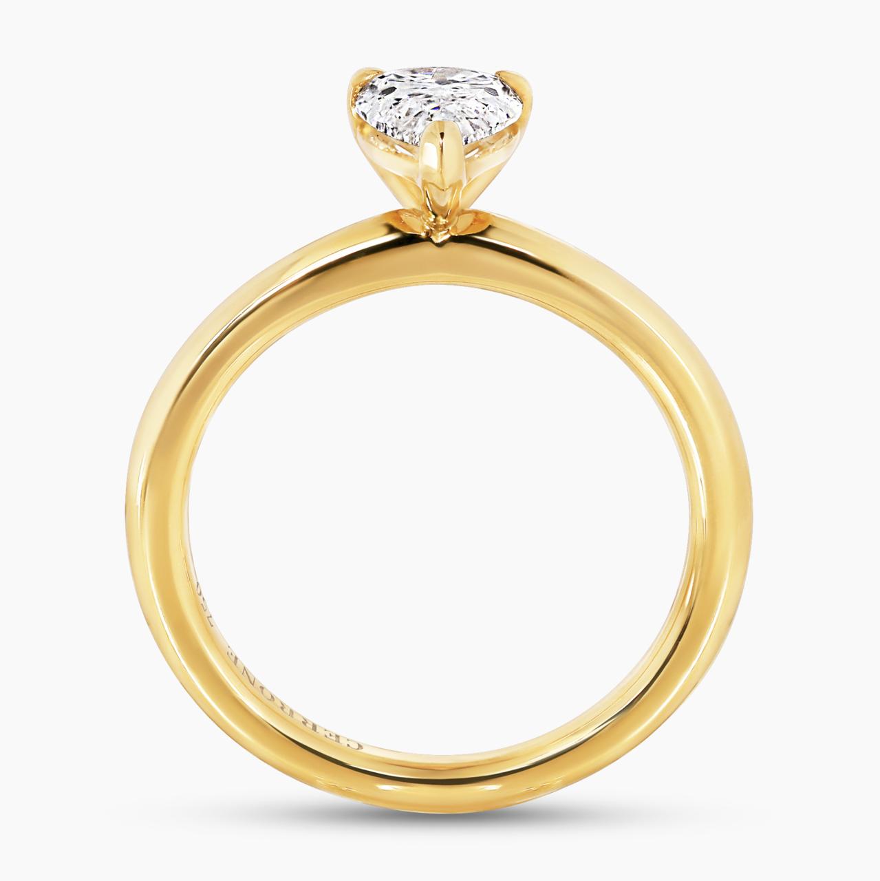 18ct yellow gold 1.09ct pear shaped diamond solitaire ring in a three claw setting