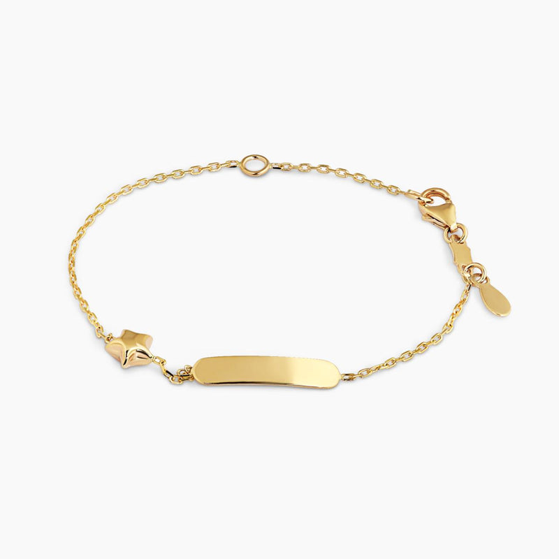 18ct yellow gold baby ID bracelet with a star 14cm