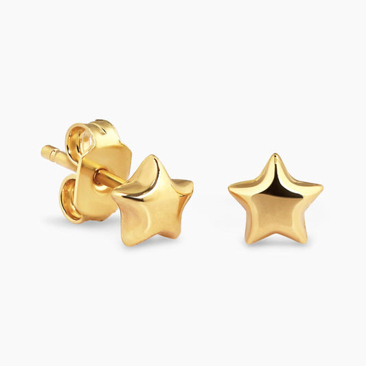 18ct yellow gold star stud earrings 5.5mm