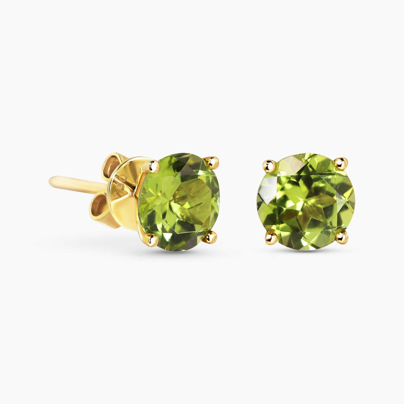 18ct yellow gold 2=2.36ct round peridot stud earrings