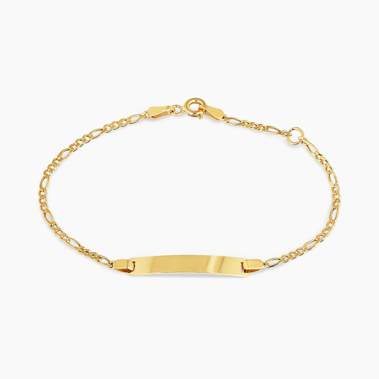 18ct yellow gold ID diamond cut Figaro baby bracelet