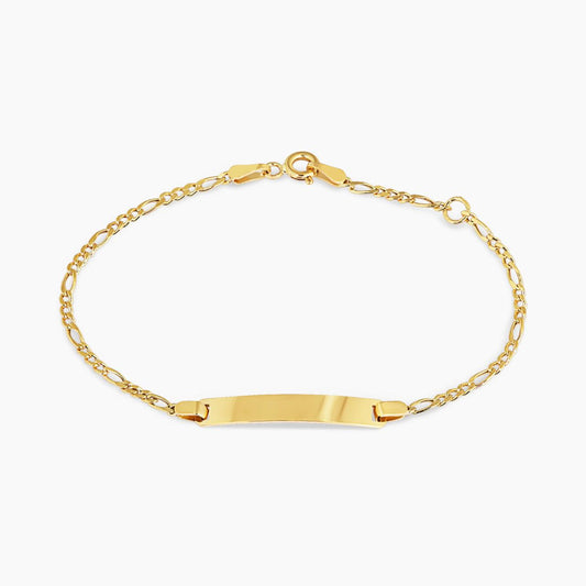 18ct yellow gold ID diamond cut Figaro baby bracelet