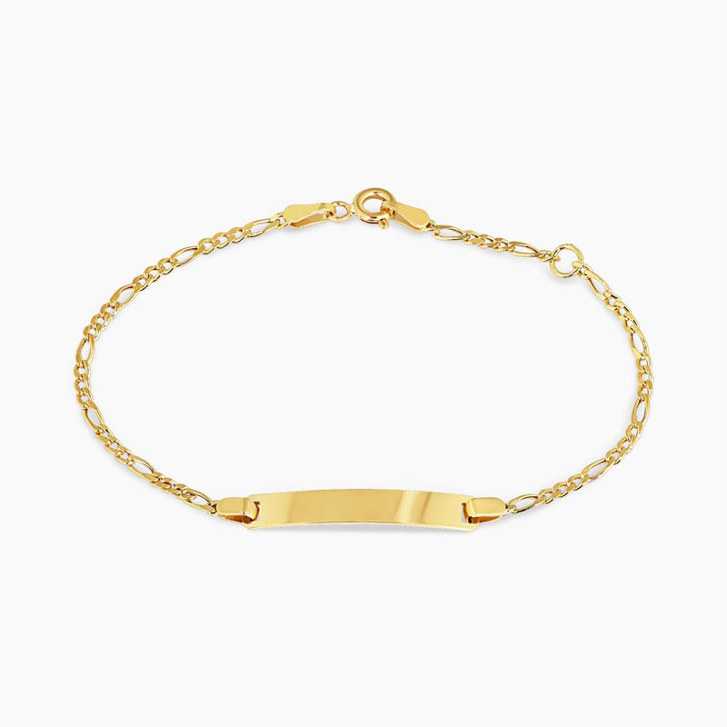 18ct yellow gold ID diamond cut Figaro baby bracelet