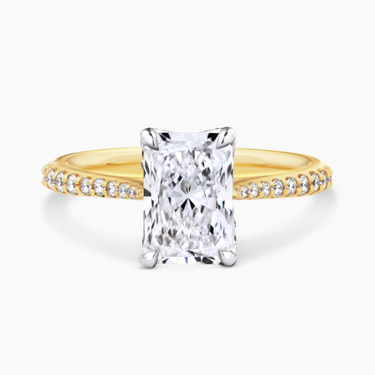 18ct yellow gold and platinum 2.10ct radiant laboratory grown diamond ring