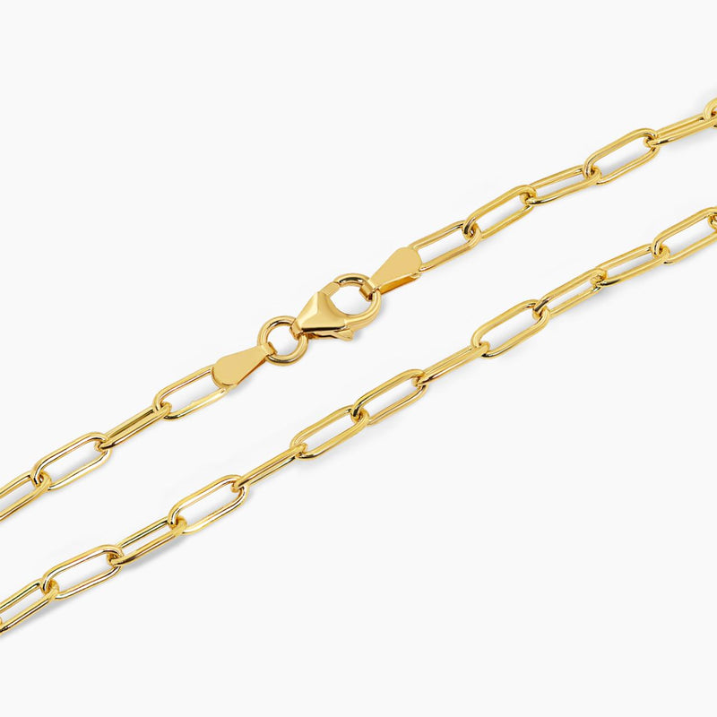 18ct yellow gold 19cm paperclip link bracelet with lobster clasp