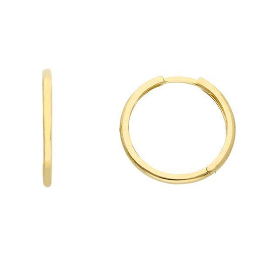 18ct yellow gold 16mm sleeper hinged hoop earrings