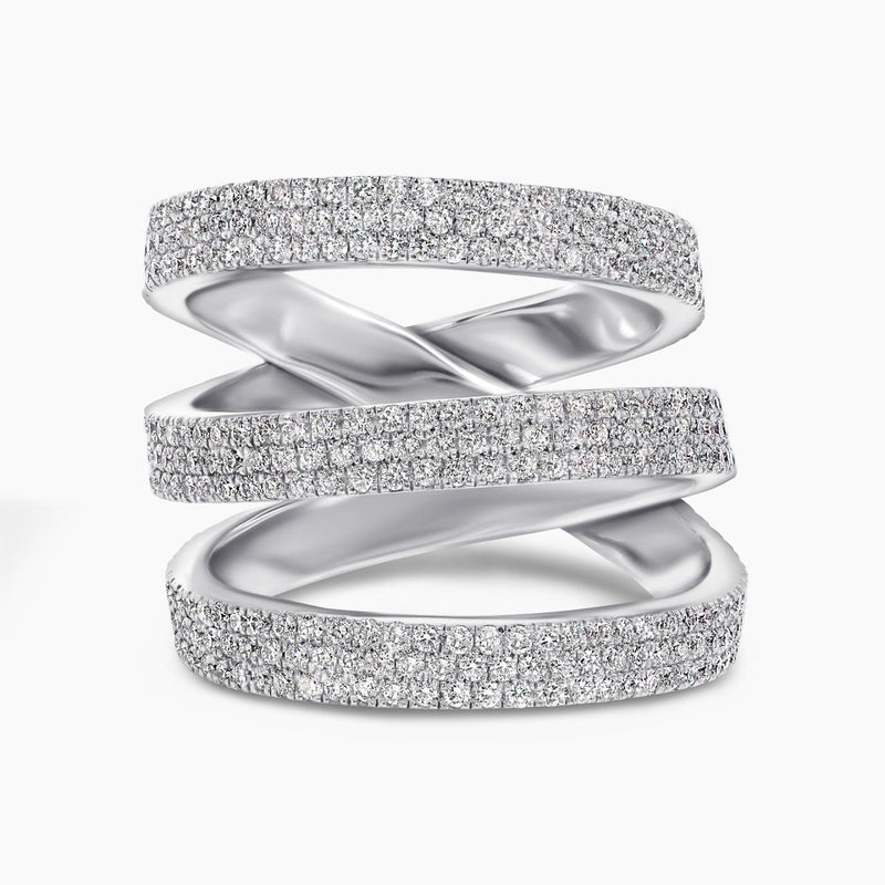 18ct white gold micro pave set round brilliant cut diamonds ring