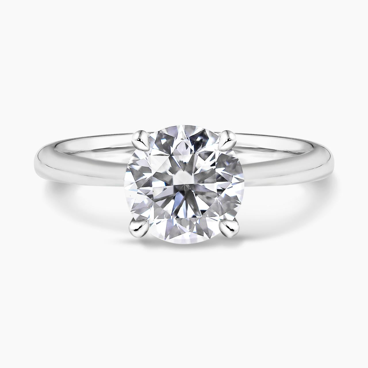 Platinum 2.20ct round brilliant cut diamond four claw solitaire ring
