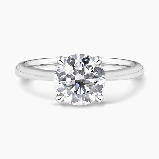 Platinum 2.20ct round brilliant cut diamond four claw solitaire ring