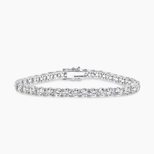 18ct white gold round brilliant cut LAB Grown diamonds tennis bracelet in a four claw setting