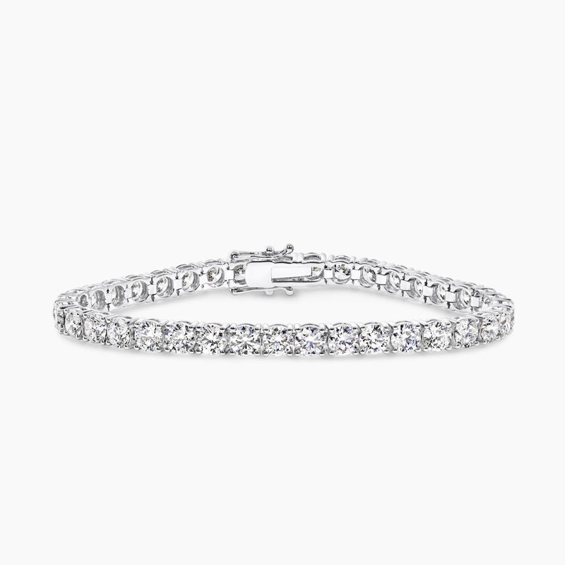 18ct white gold round brilliant cut LAB Grown diamonds tennis bracelet in a four claw setting
