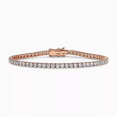 18ct rose gold LAB Grown round brilliant cut Diamond tennis bracelet in a four claw setting